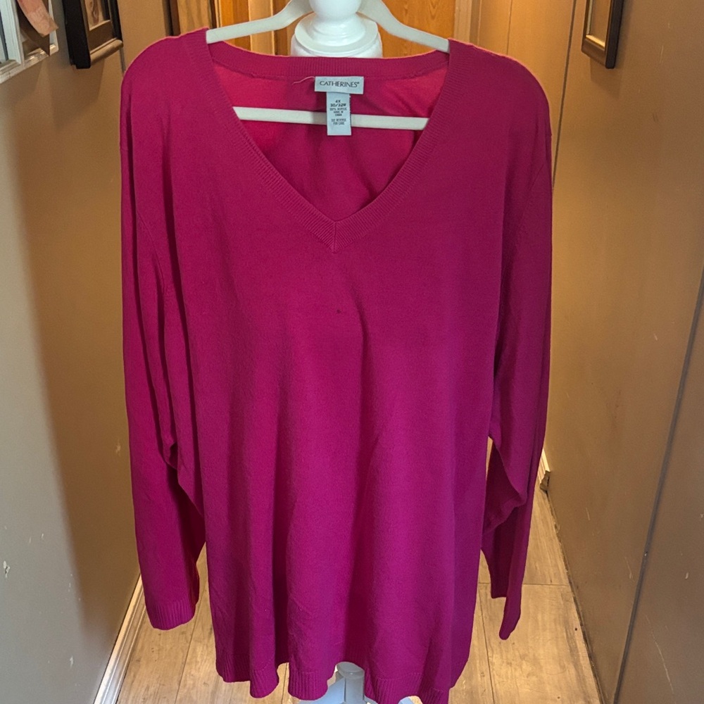 Catherines Women's Magenta Long Sleeve Top